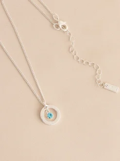 Tonalité argentée - Collier Birthstone avec pendentif disque