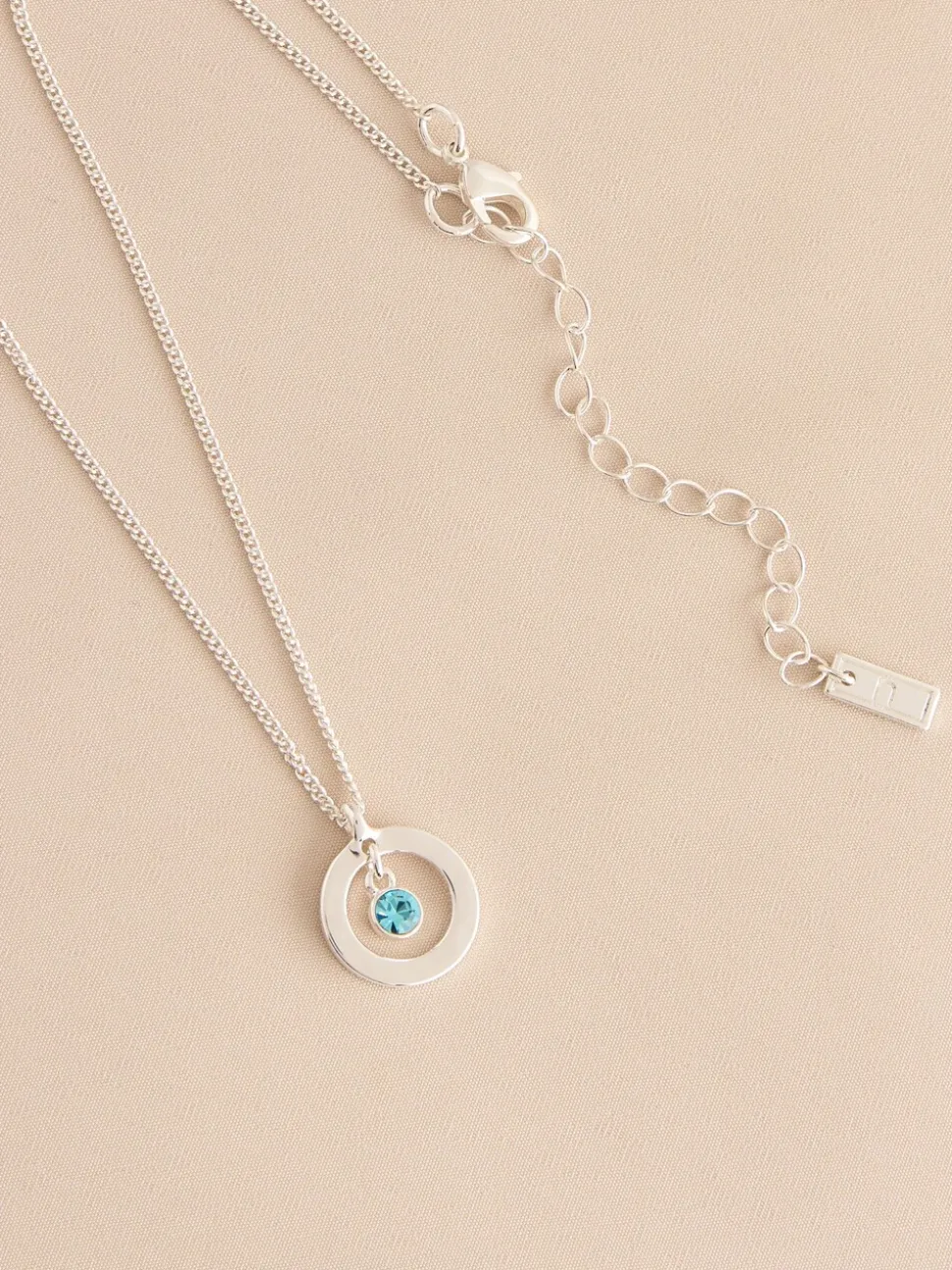 Tonalité argentée - Collier Birthstone avec pendentif disque