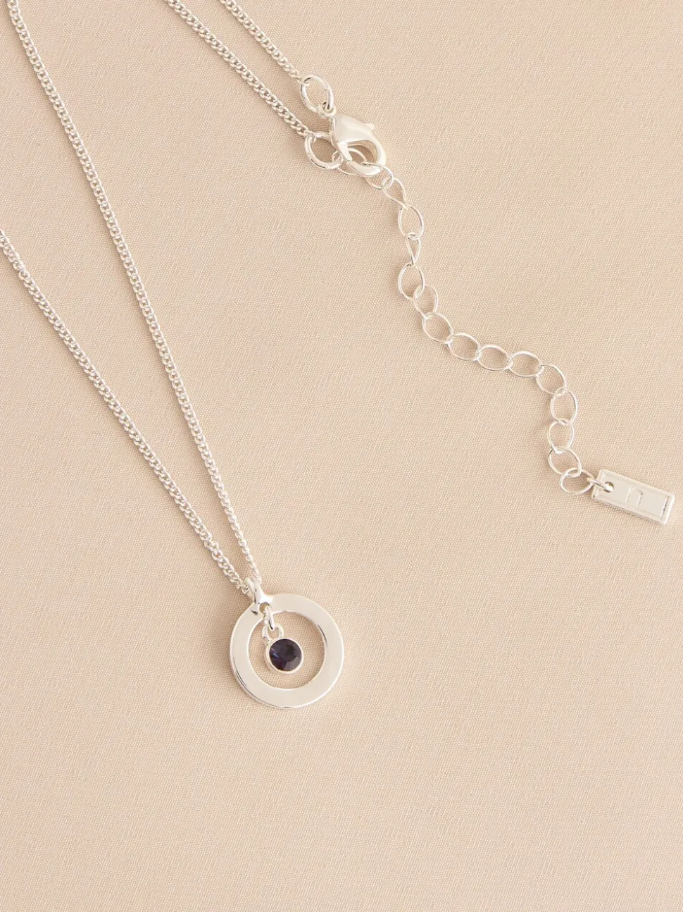 Tonalité argentée - Collier Birthstone avec pendentif disque