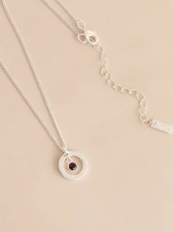 Tonalité argentée - Collier Birthstone avec pendentif disque