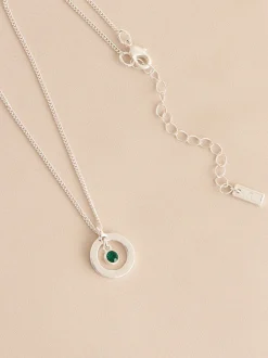 Tonalité argentée - Collier Birthstone avec pendentif disque