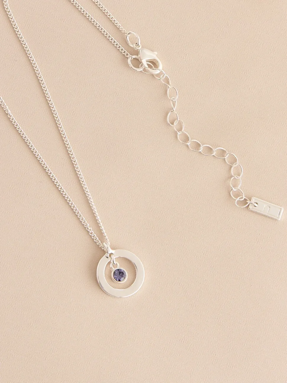 Tonalité argentée - Collier Birthstone avec pendentif disque