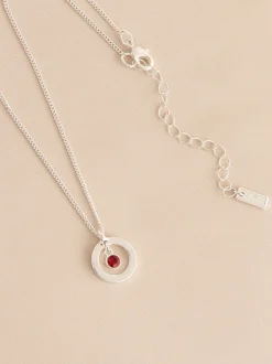 Tonalité argentée - Collier Birthstone avec pendentif disque
