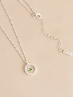 Tonalité argentée - Collier Birthstone avec pendentif disque