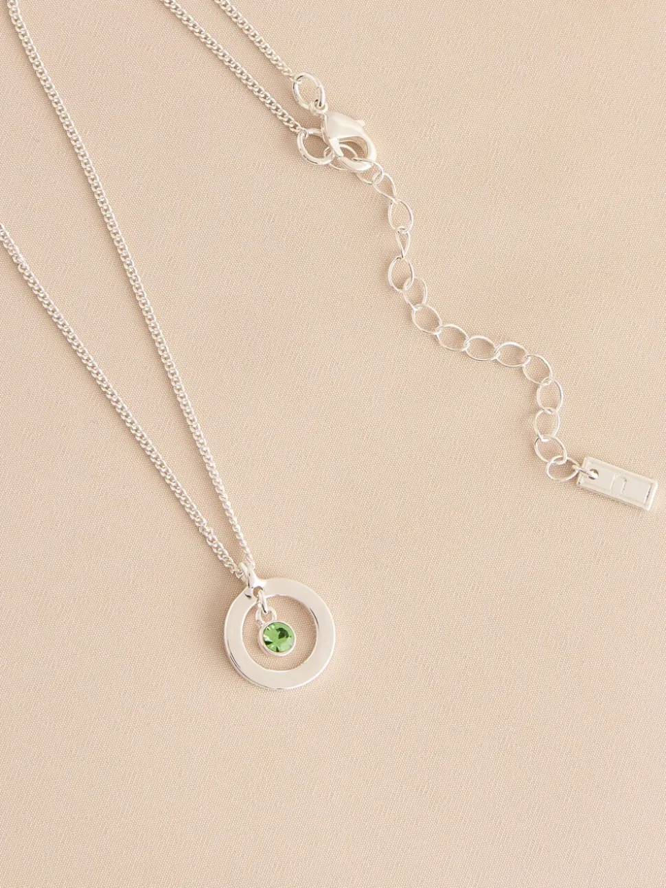 Tonalité argentée - Collier Birthstone avec pendentif disque