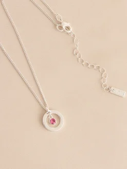Tonalité argentée - Collier Birthstone avec pendentif disque