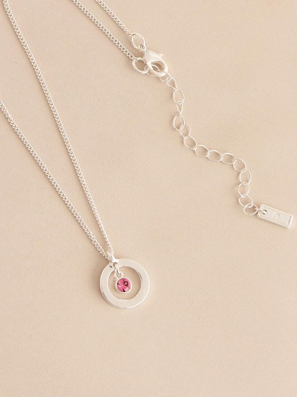 Tonalité argentée - Collier Birthstone avec pendentif disque