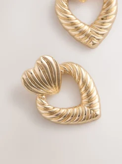 Tonalité d'or - Boucles d’oreilles Cœur Statement