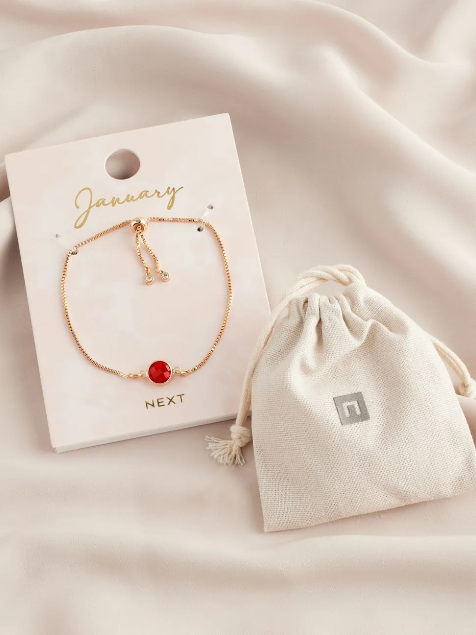 Tonalité d'or - Bracelet Birthstone à nœud coulissant
