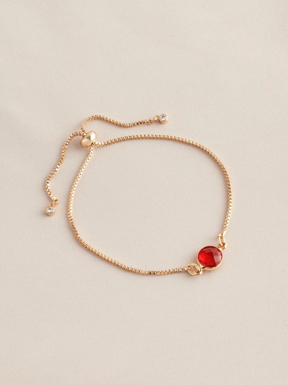 Tonalité d'or - Bracelet Birthstone à nœud coulissant
