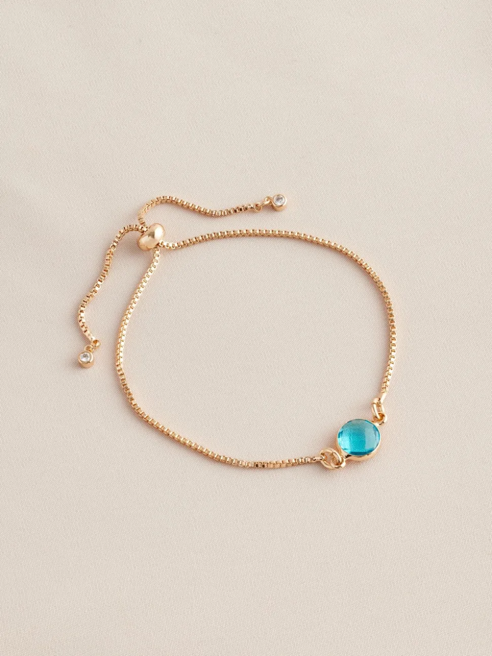 Tonalité d'or - Bracelet Birthstone à nœud coulissant