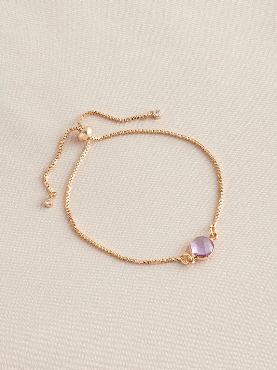 Tonalité d'or - Bracelet Birthstone à nœud coulissant
