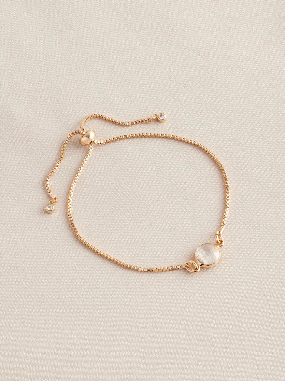 Tonalité d'or - Bracelet Birthstone à nœud coulissant