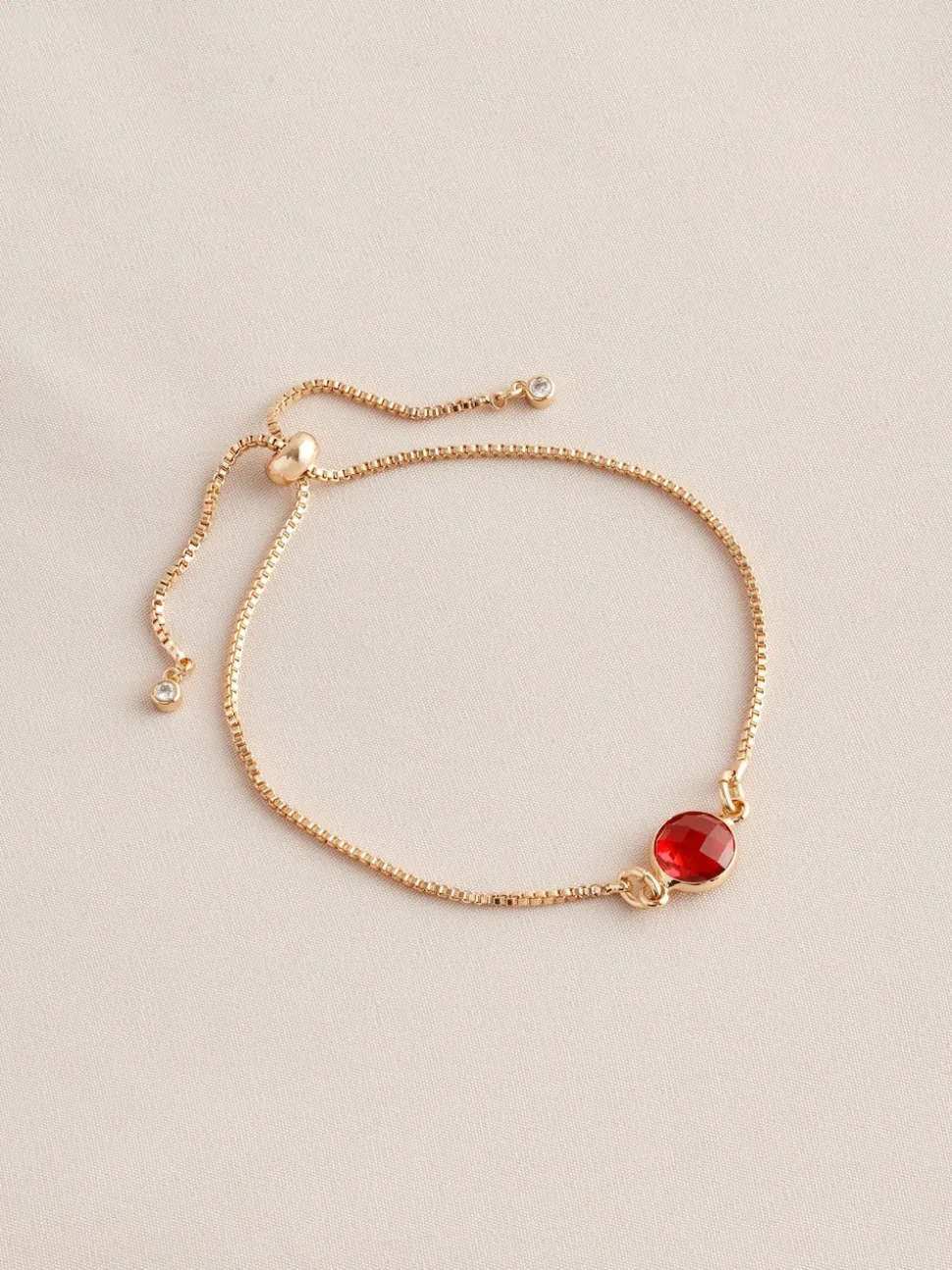 Tonalité d'or - Bracelet Birthstone à nœud coulissant