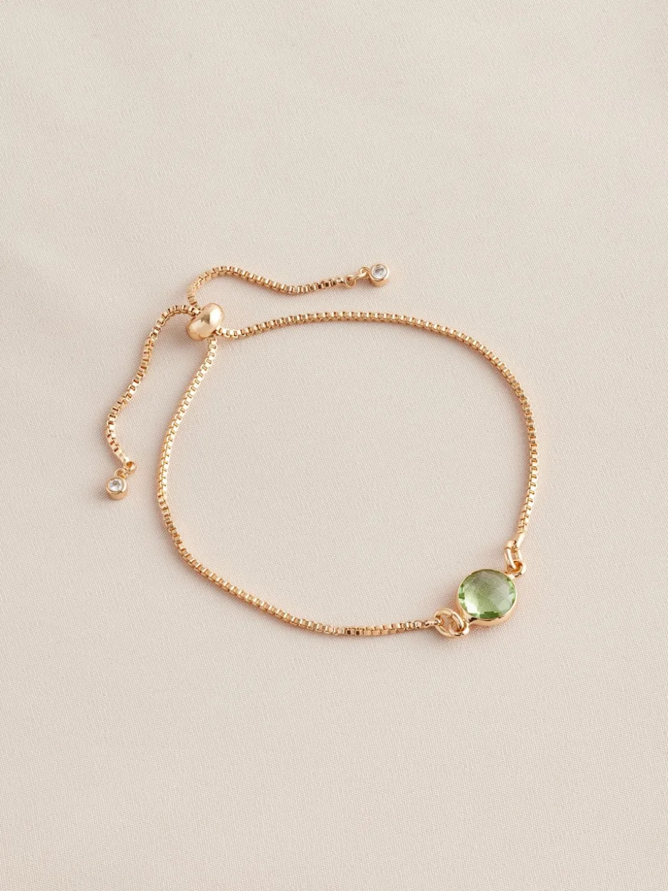 Tonalité d'or - Bracelet Birthstone à nœud coulissant