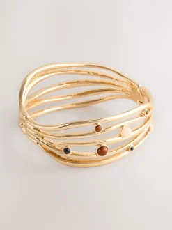 Tonalité d'or - Bracelet manchette en échelle avec insert en pierre
