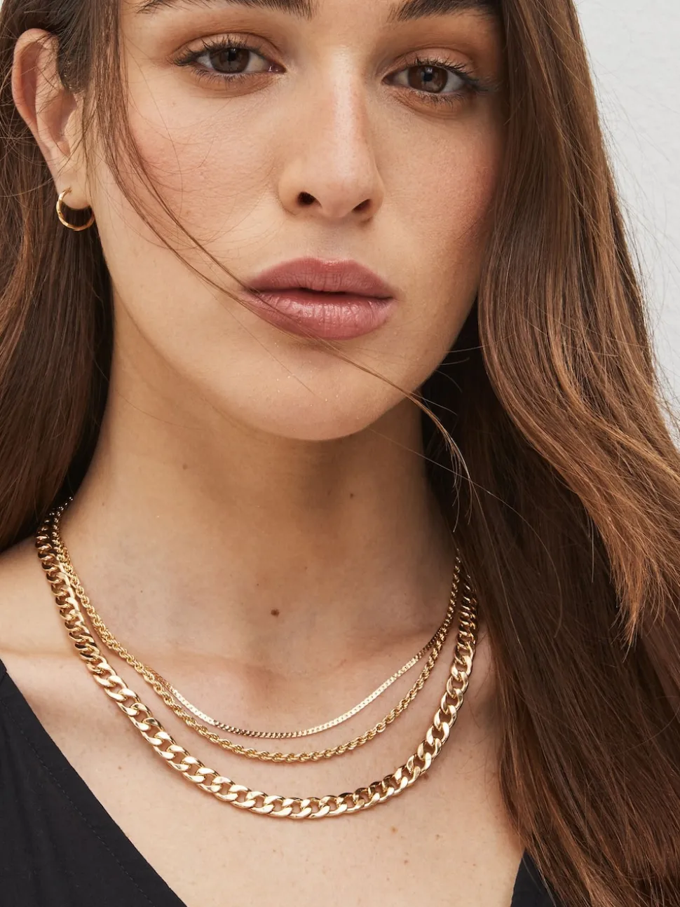 Tonalité d'or - Collier chaîne à trois couches