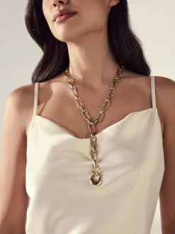 Tonalité d'or - Collier chaîne Y en forme