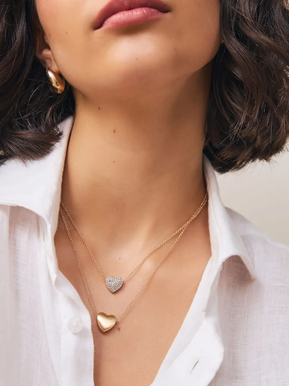Tonalité d'or - Collier cœur pavé à deux rangs