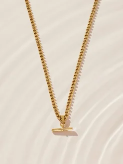 Tonalité d'or - Collier en acier inoxydable avec barre en T