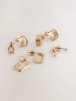 Tonalité d'or - Lot de 4 boucles d’oreilles mini créoles