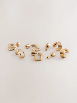 Tonalité d'or - Lot de 4 boucles d’oreilles mini créoles