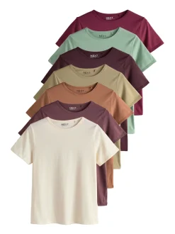Tons terre - Lot de 7 t-shirts en coton à col rond au quotidien