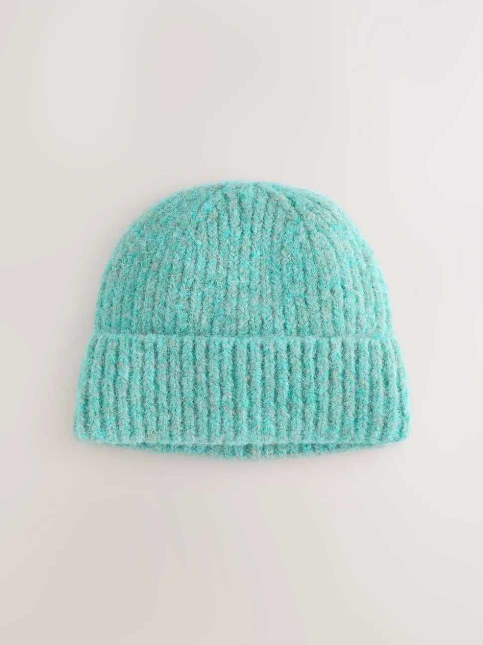 Turquoise Blue - Bonnet côtelé contenant de la laine