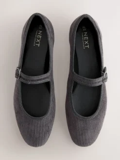 Velours côtelé gris - Chaussures Mary Jane à boucle à bout rond Forever Comfort