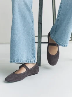 Velours côtelé gris - Chaussures Mary Jane à boucle à bout rond Forever Comfort