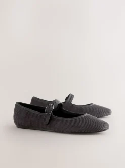 Velours côtelé gris - Chaussures Mary Jane à boucle à bout rond Forever Comfort