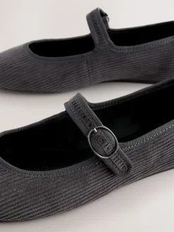 Velours côtelé gris - Chaussures Mary Jane à boucle à bout rond Forever Comfort