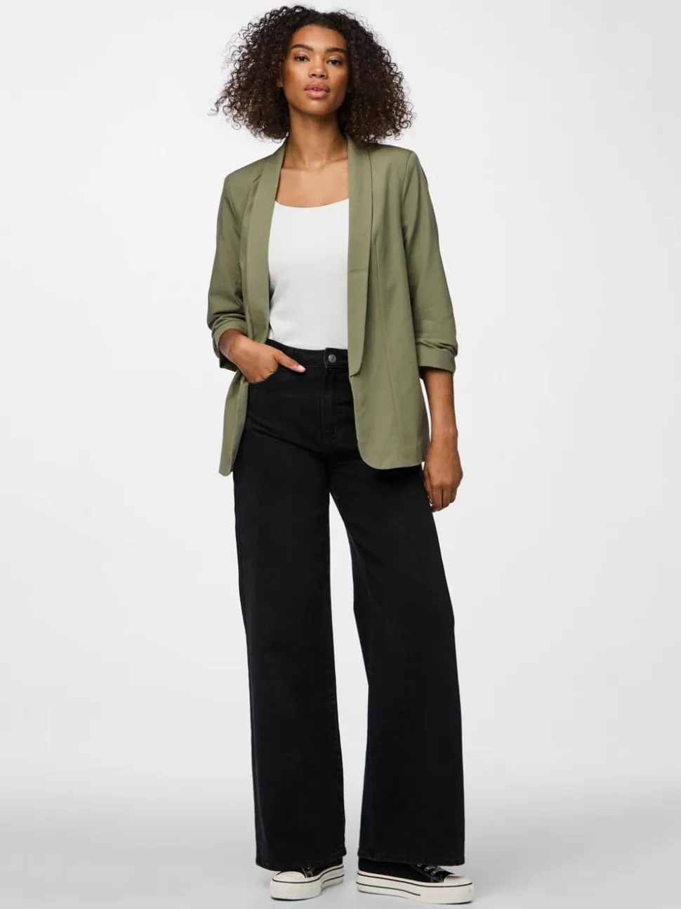 Vert - Blazer PIECES à manches froncées