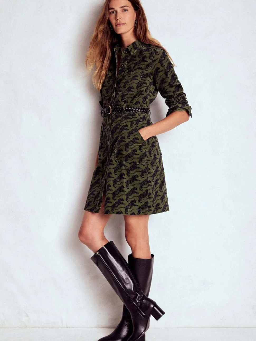 Vert - Boden Robe courte en velours côtelé Amanda