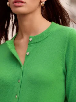 Vert - Cardigan N.premium 100% cachemire à manches longues