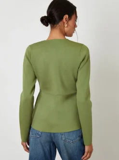 Vert - Cardigan Threadbare boutonné en maille cintrée