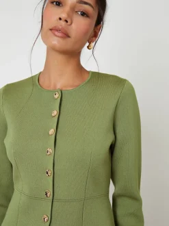 Vert - Cardigan Threadbare boutonné en maille cintrée