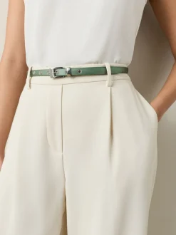vert - Ceinture Skinny en Satin avec boucle carrée en diamant