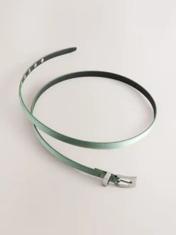 vert - Ceinture Skinny en Satin avec boucle carrée en diamant