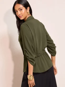 Vert - Friends Like These chemise de style utilitaire à nouer à la taille