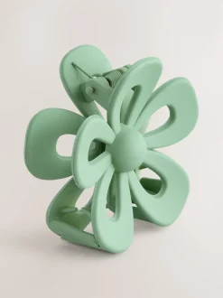 Vert - Griffe à cheveux à fleurs mates
