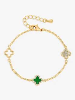 Vert - Jon Richard Bracelet plaqué avec pavé et trèfle