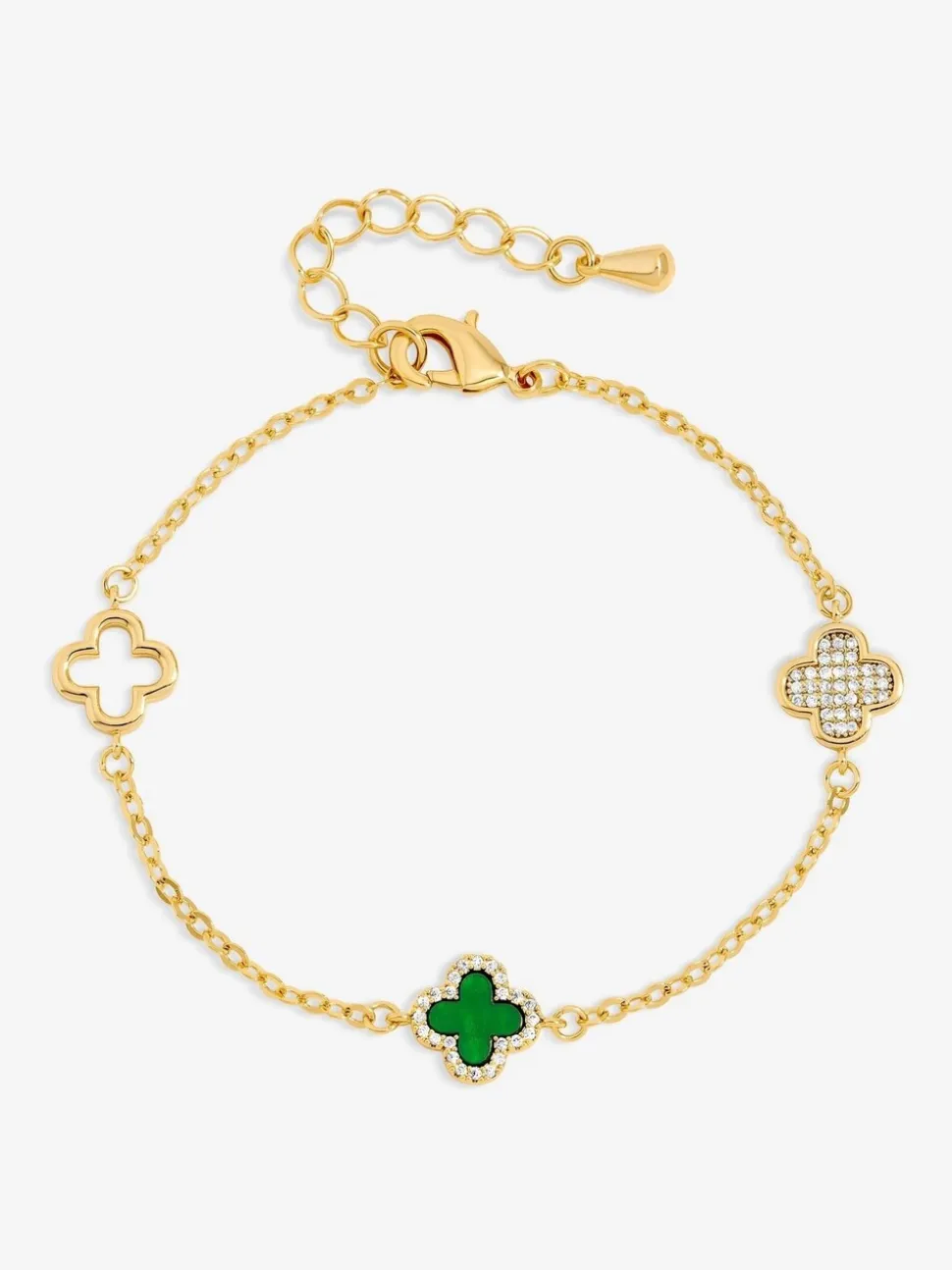 Vert - Jon Richard Bracelet plaqué avec pavé et trèfle