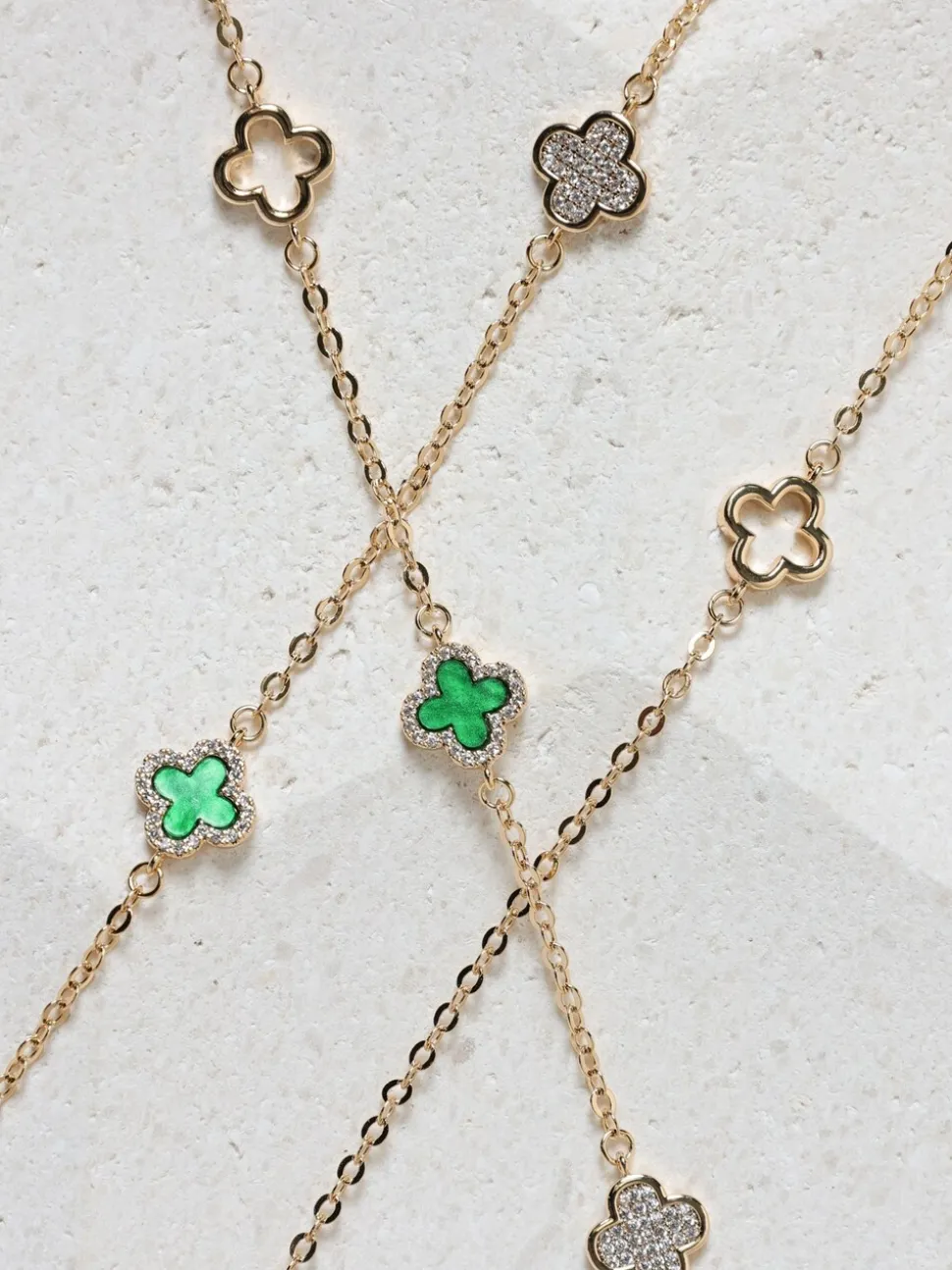 Vert - Jon Richard Bracelet plaqué avec pavé et trèfle