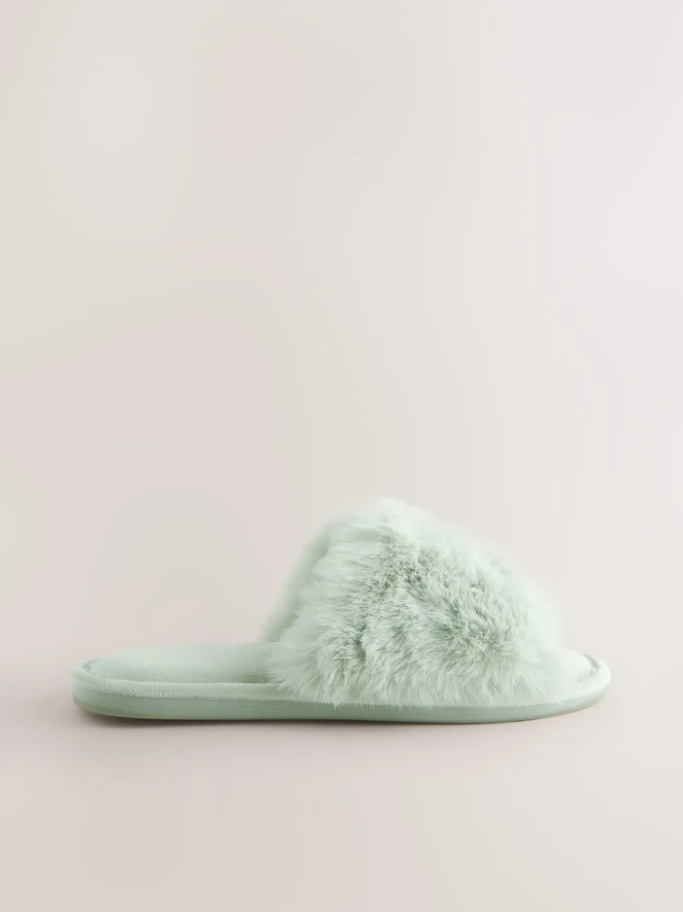 Vert à la menthe - Chaussons curseurs doublés de fausse fourrure
