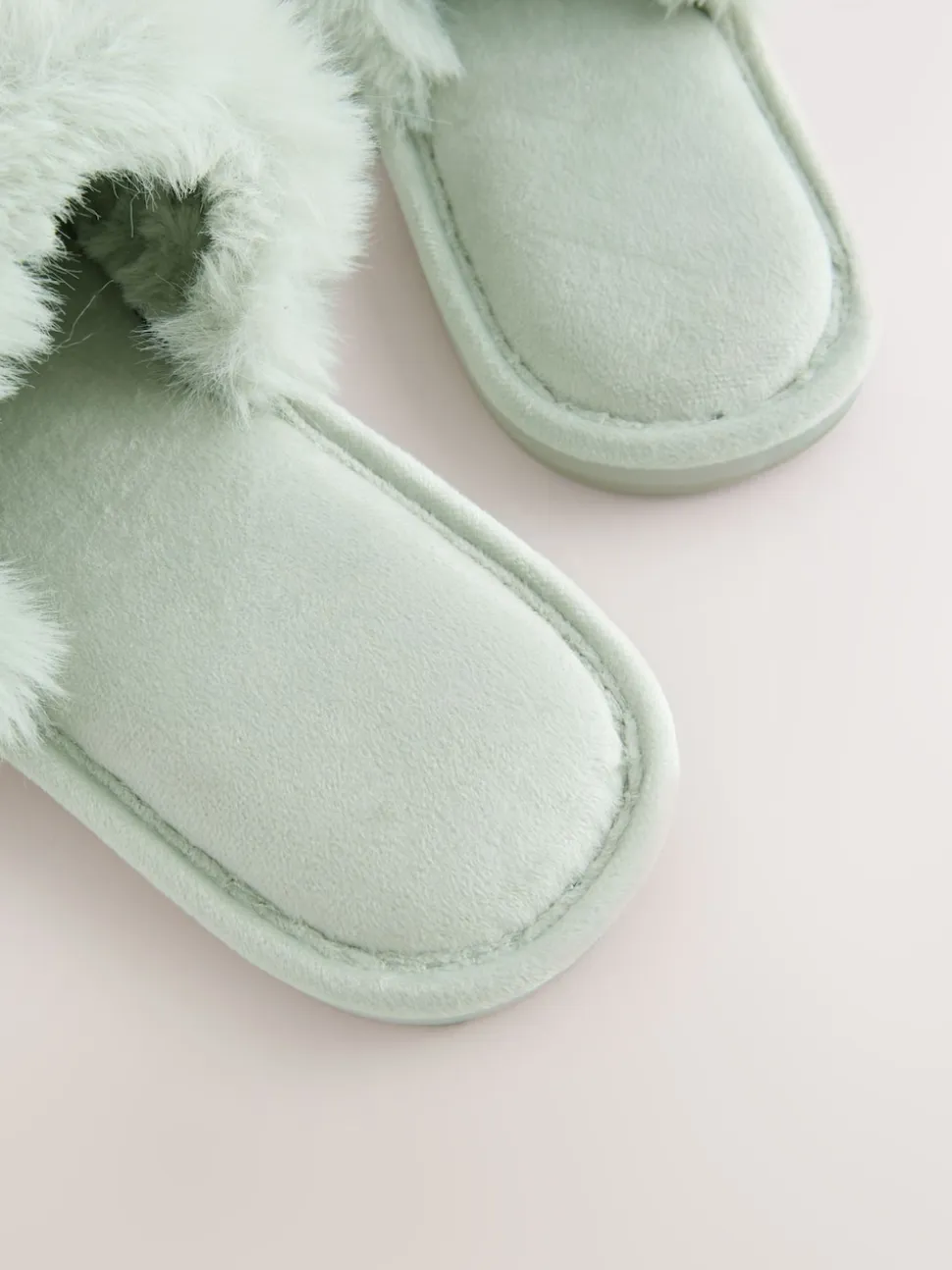 Vert à la menthe - Chaussons curseurs doublés de fausse fourrure