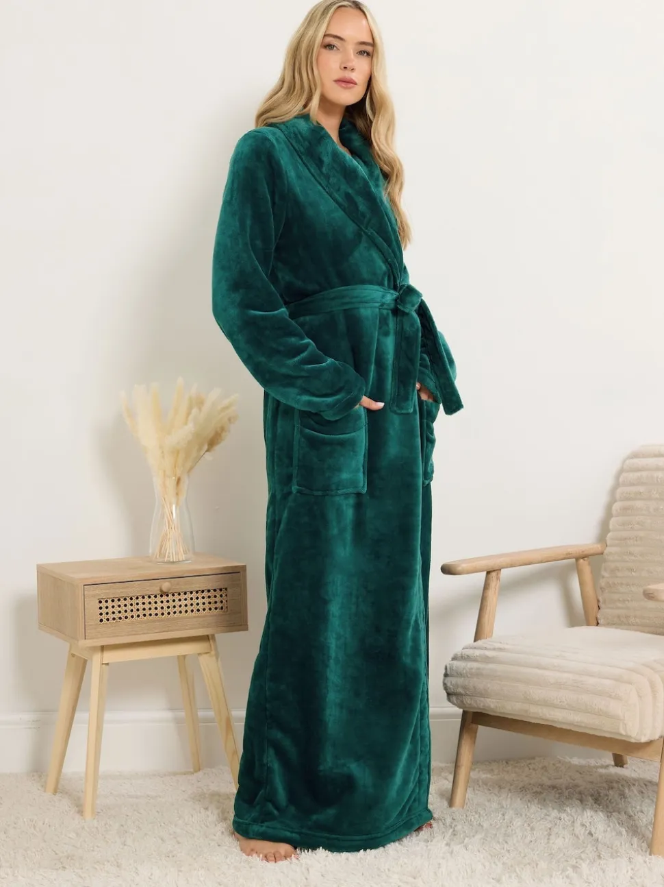 Vert - Long Tall Sally Peignoir châle Super Luxe Maxi