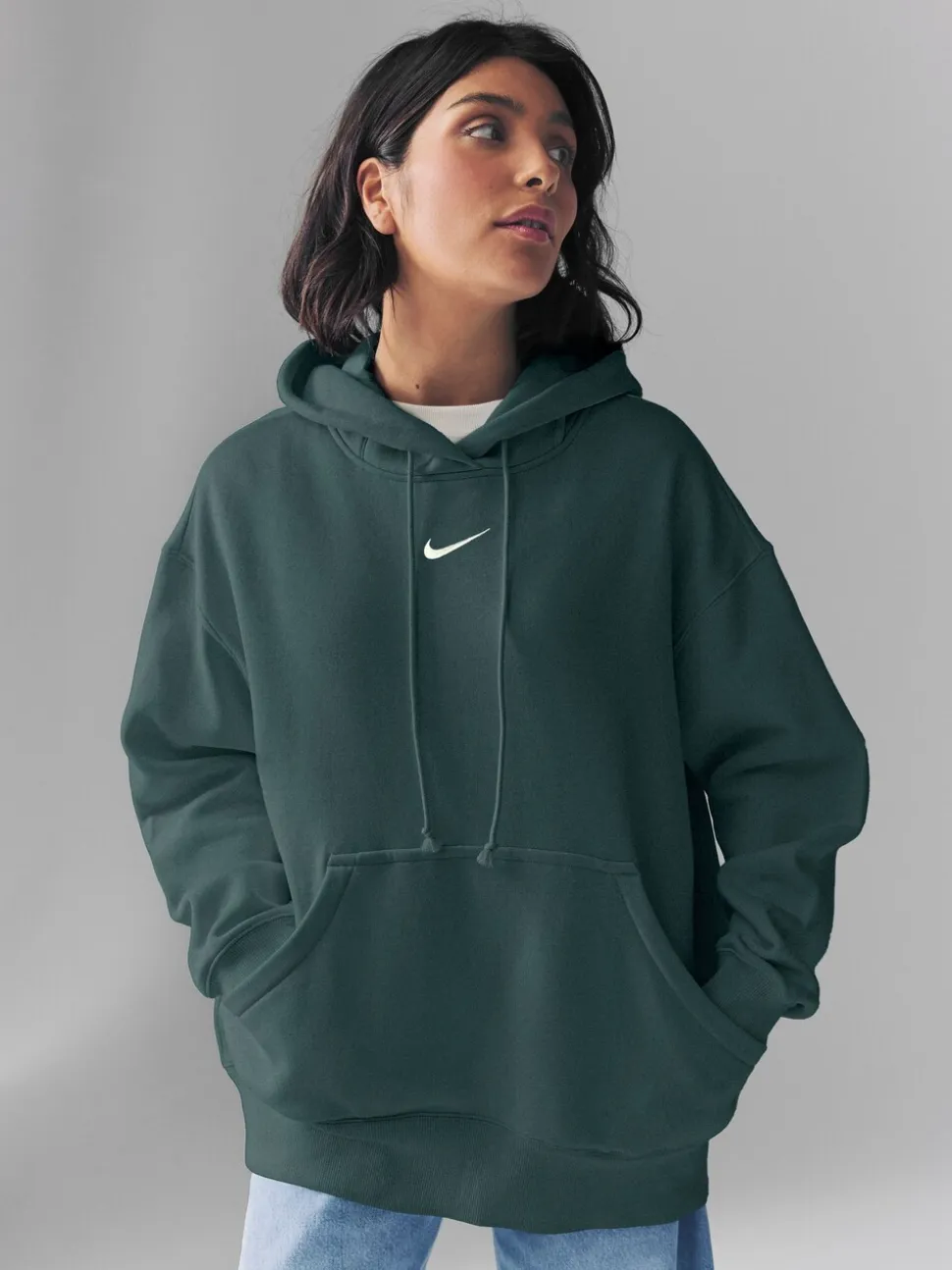 Vert - Nike Sweat à capuche oversize Mini Sportswear Phoenix en polaire à enfiler