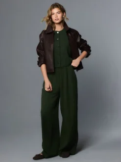 Vert - Pantalon plissé ultra-large