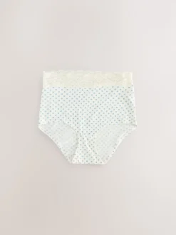 Vert à petites fleurs - Lot de 4 culottes en coton et dentelle